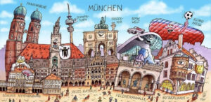 Munich day tours in-one pic-marienplatz-cityhall-fareuenkirche-Odeonsplatz-BMW-Stadium-Olympia