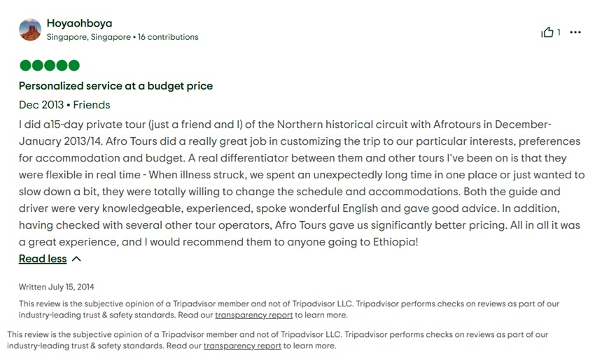 Traveler review affordable tour