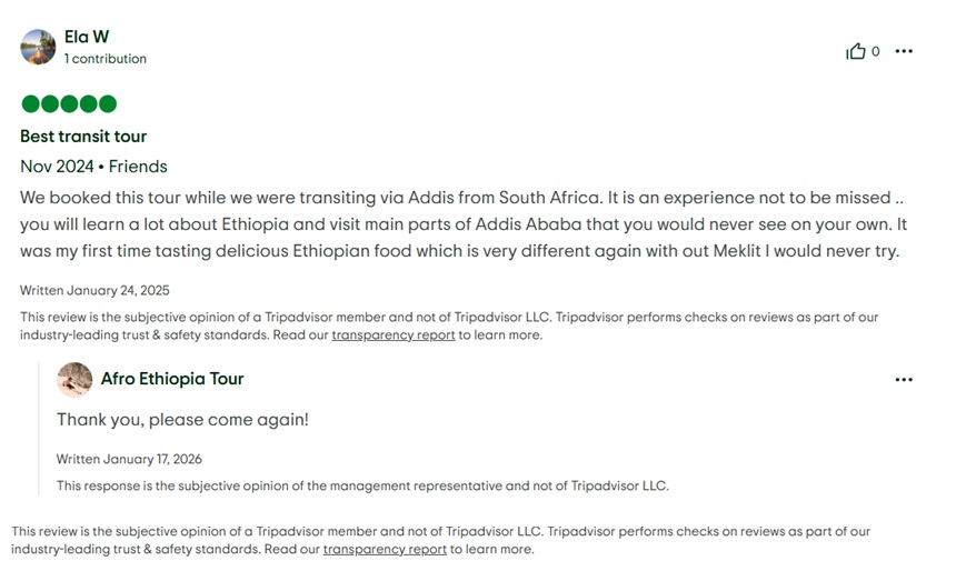 Traveler review Transit city tour